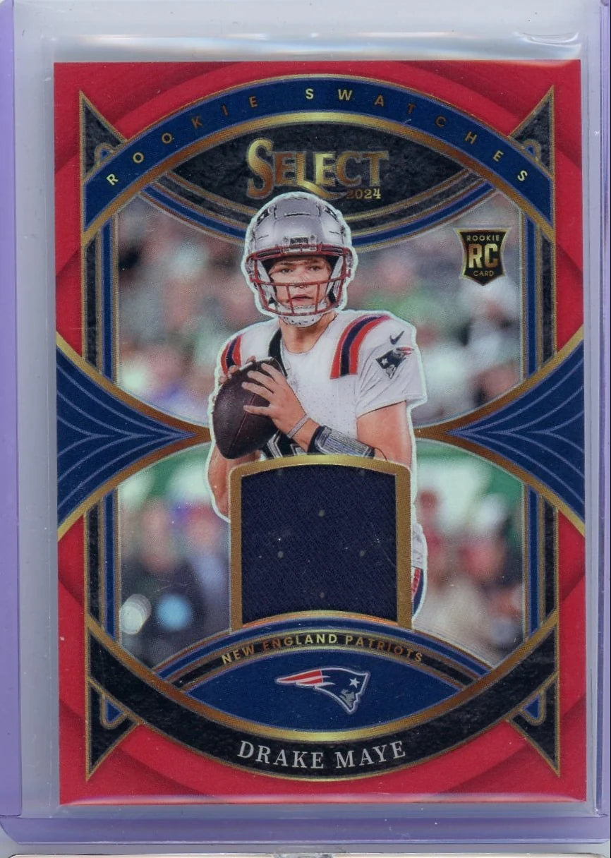 Drake Maye 2024 Panini Select Rookie Swatches red prizm rc