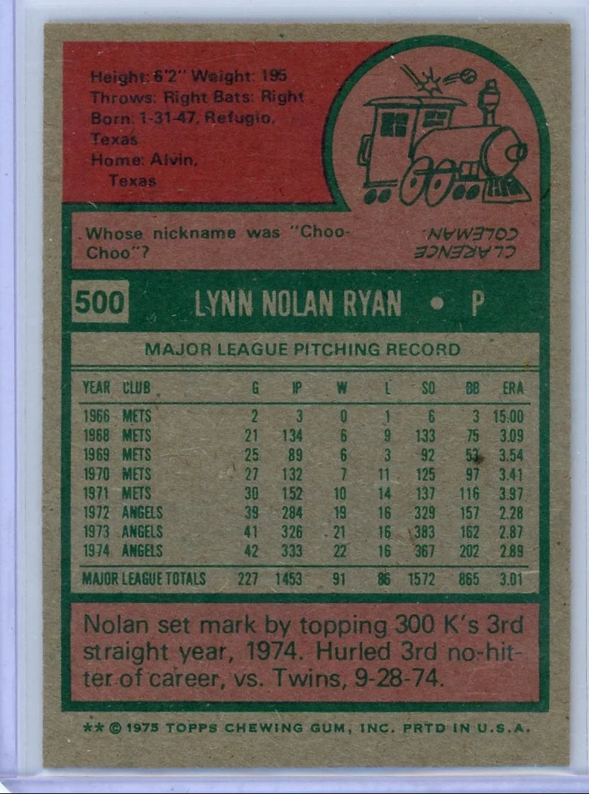 Nolan Ryan 1975 Topps #500