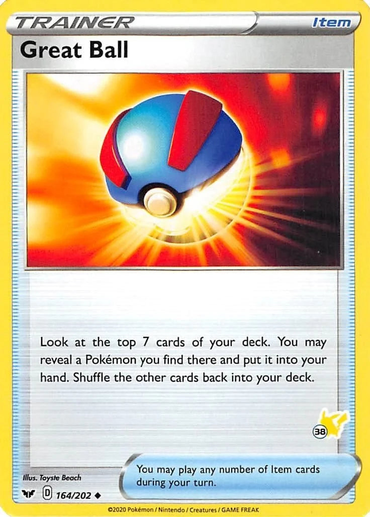 Great Ball - 164/202 (#38 Pikachu Stamped) (164/202) (Battle Academy 2022) (BA22)
