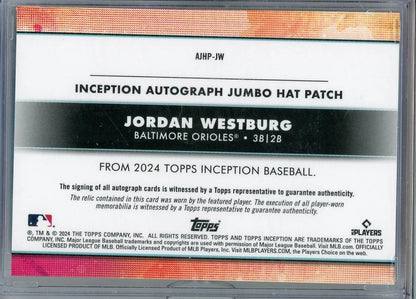 Jordan Westburg 2024 Topps Inception RPA Jumbo Hat Patch #'d 1/5