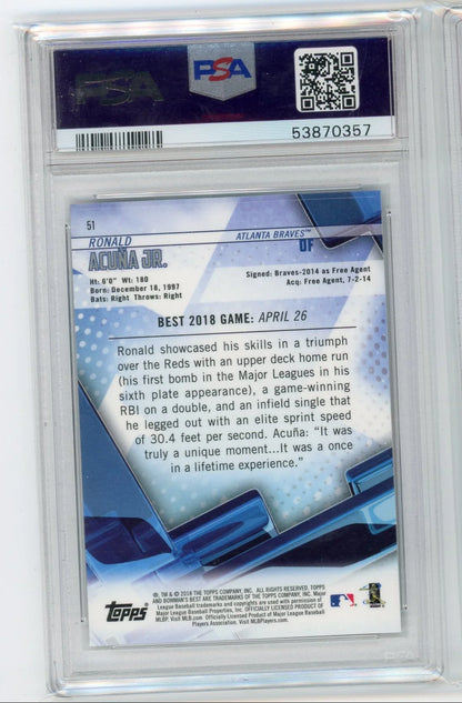 Ronald Acuna Jr. 2018 Bowman's Best rookie card PSA 10