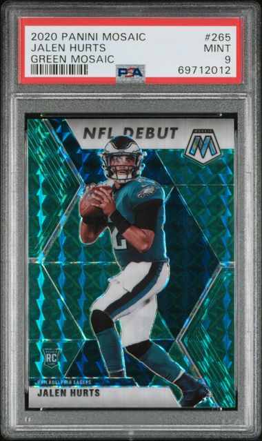 Jalen Hurts 2020 Panini Mosaic NFL Debut Green Mosaic RC PSA 9