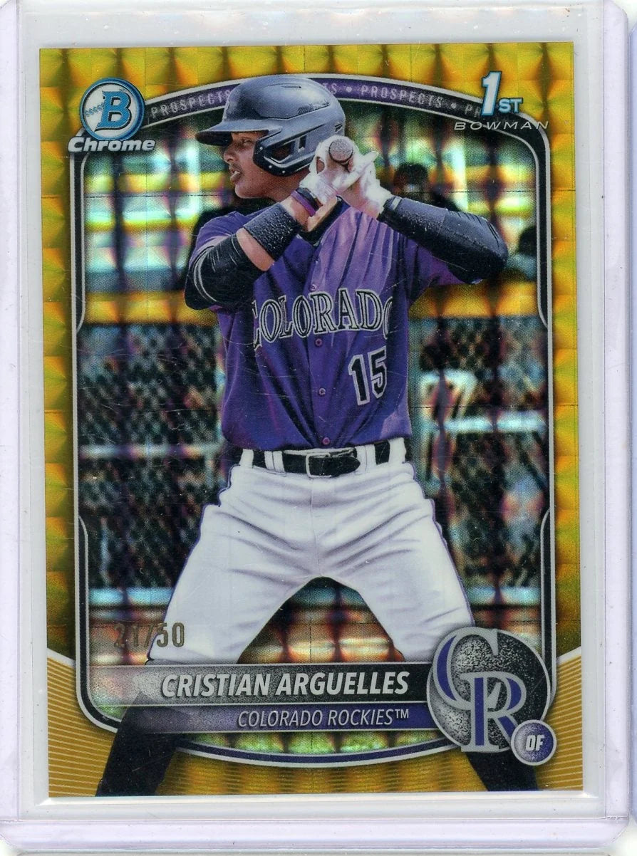 Christian Arguelles 2025 1st Bowman Chrome Gold Geometric ref. #'d 21/50