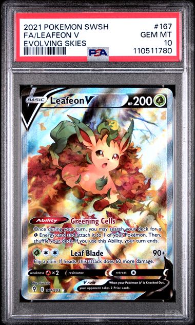 Leafeon V 2021 Pokémon Evolving Skies #167/203 PSA 10