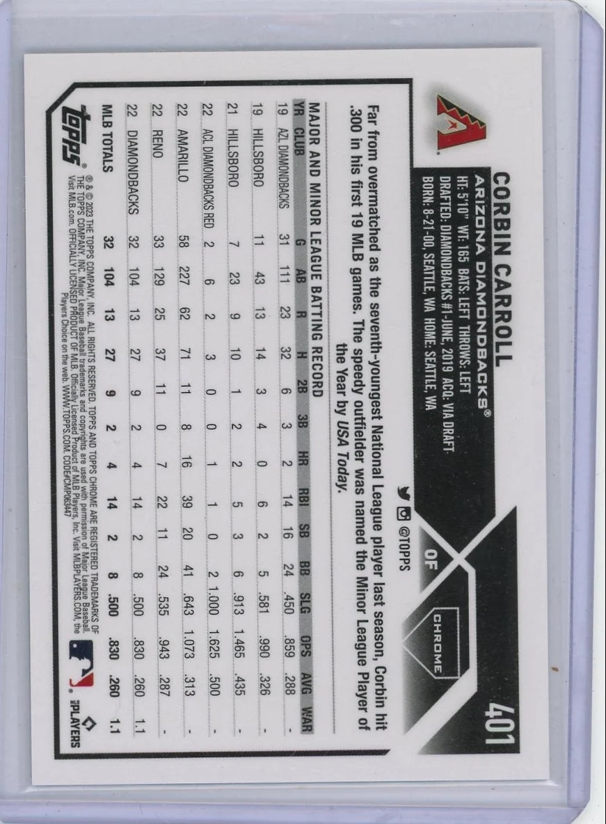 Corbin Carroll 2023 Topps Chrome Image Variation rookie card