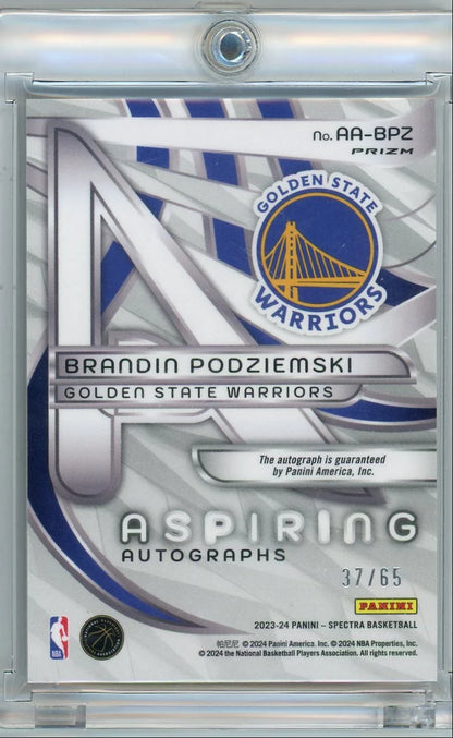 Brandin Podziemski 2023 Panini Spectra Aspiring Rookie Autograph #'d 37/65