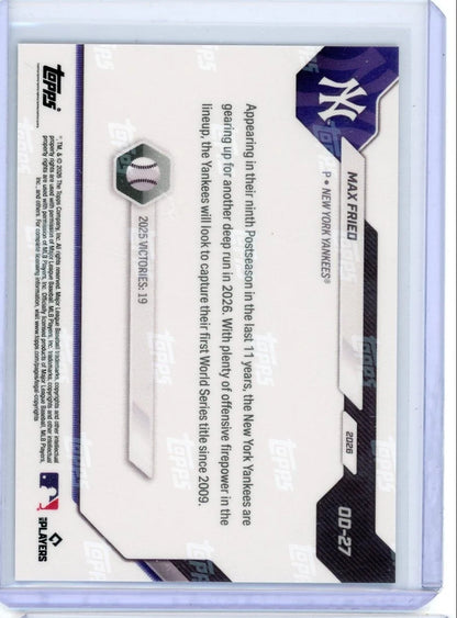 Max Fried 2026 Topps Now Opening Day Green Foil #'d 33/99