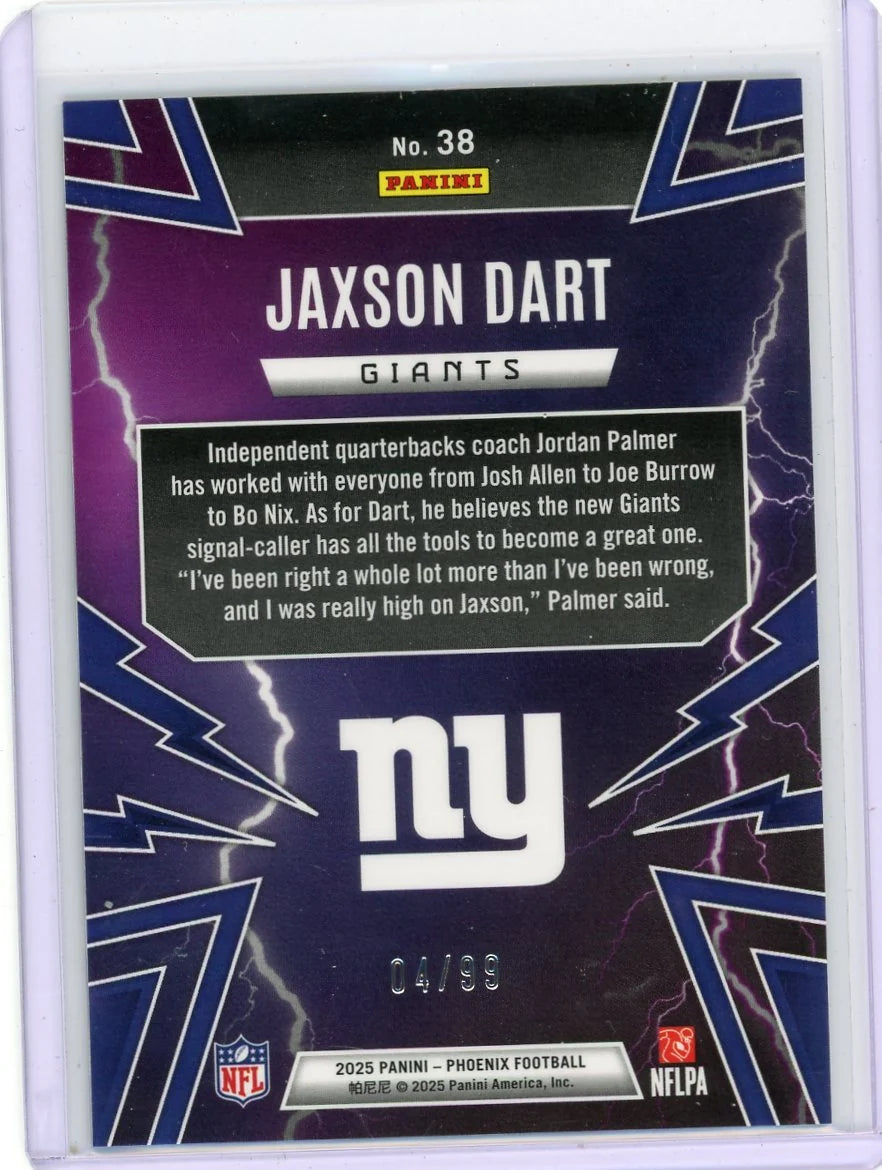 Jaxson Dart 2025 Phoenix Thunderbirds Ray Wave #'d 04/99
