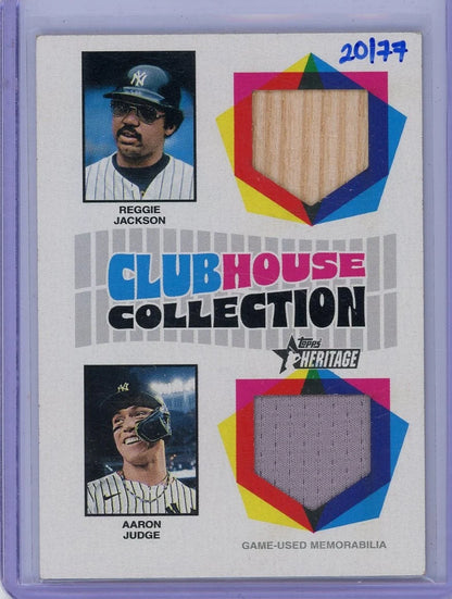Reggie Jackson Aaron Judge 2026 Topps Clubhouse Collection game-used dual relic #'d 20/77