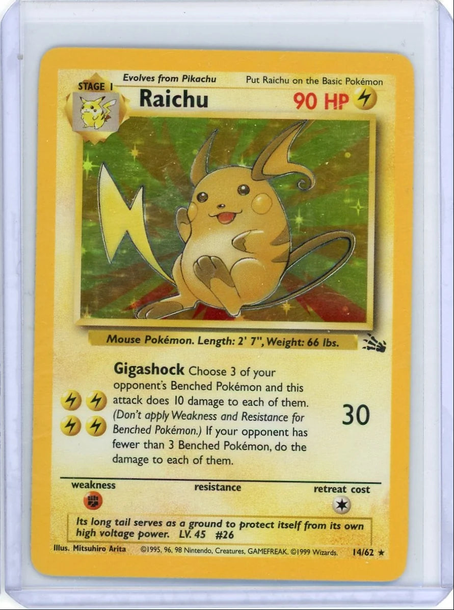 Raichu Pokémon Fossil Unlimited Holo Rare #14/62 MP