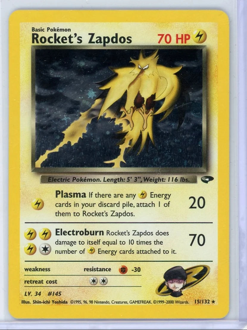 Rocket's Zapdos Pokémon Gym Challenge Unlimited Holo #15/132 LP