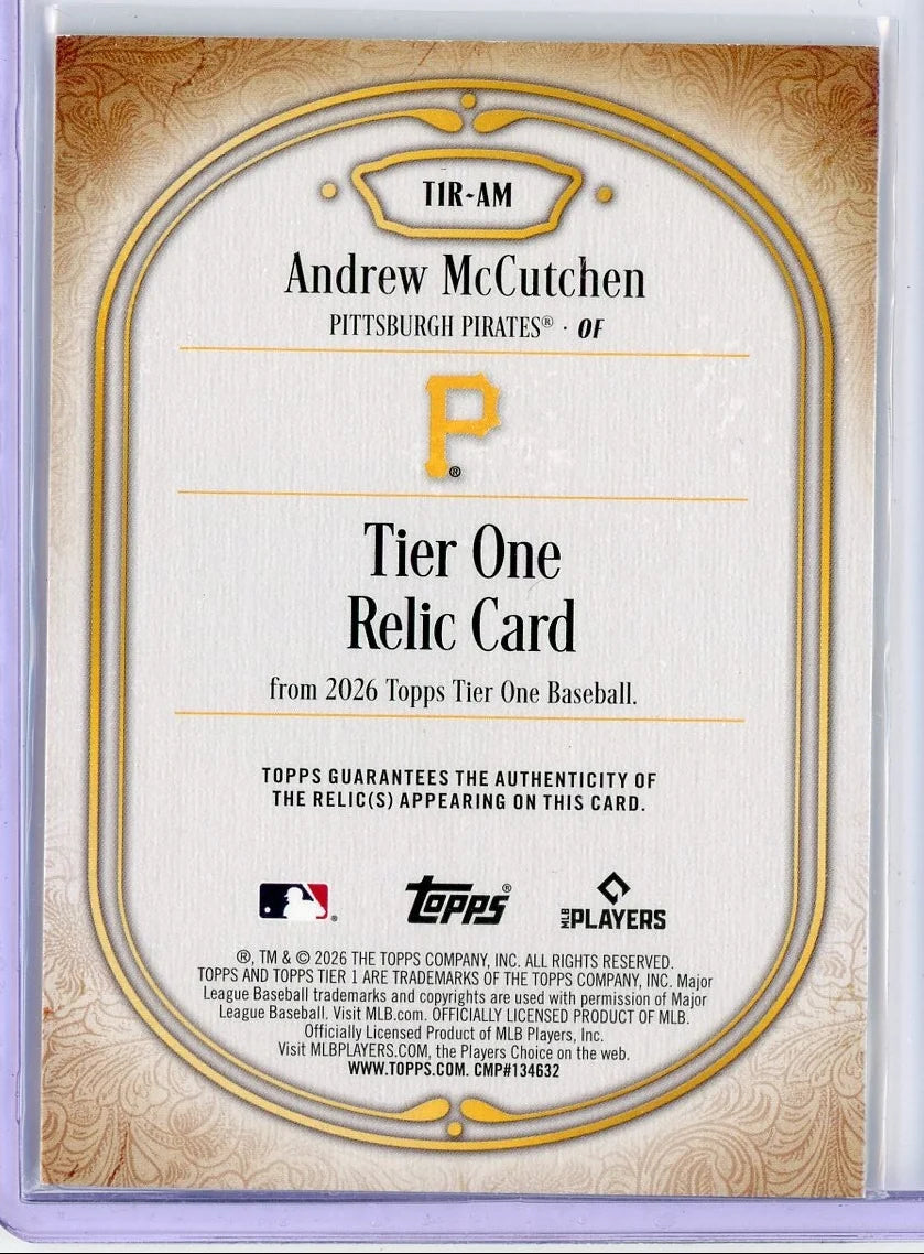 Andrew McCutchen 2026 Topps Tier One Relic #T1R-AM #'d /199