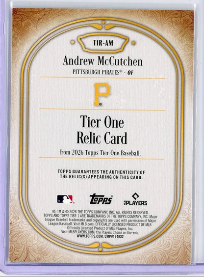 Andrew McCutchen 2026 Topps Tier One Relic #T1R-AM #'d /199