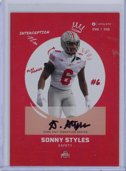 Sonny Styles 2024 ONIT Athlete Signature Series Red Auto #'d 296/335