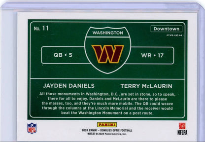 Jayden Daniels/Terry McLaurin 2024 Panini Donruss Optic Downtown