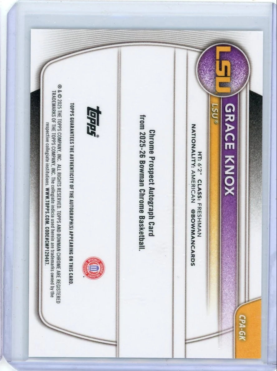 Grace Knox 2025-26 1st Bowman Chrome mojo autograph