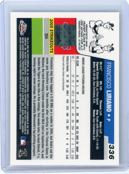 Francisco Liriano 2006 Topps Chrome Autograph RC