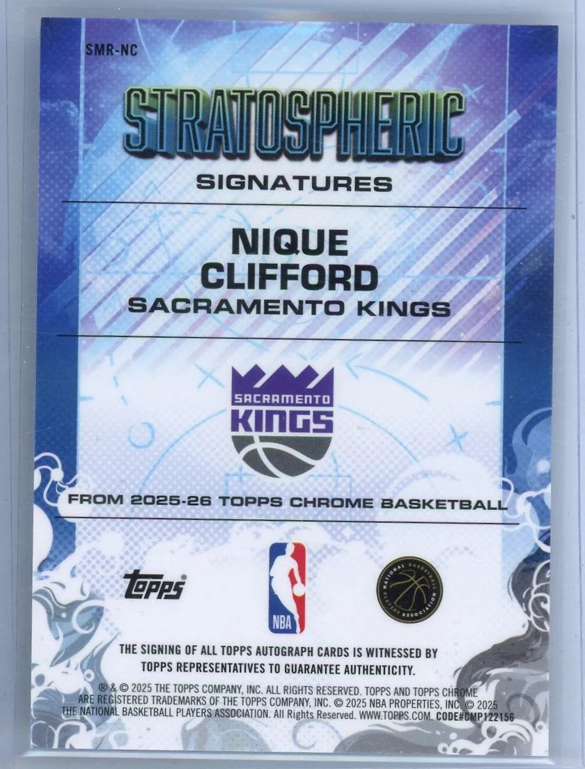 Nique Clifford 2025-26 Topps Chrome Stratospheric autograph rc