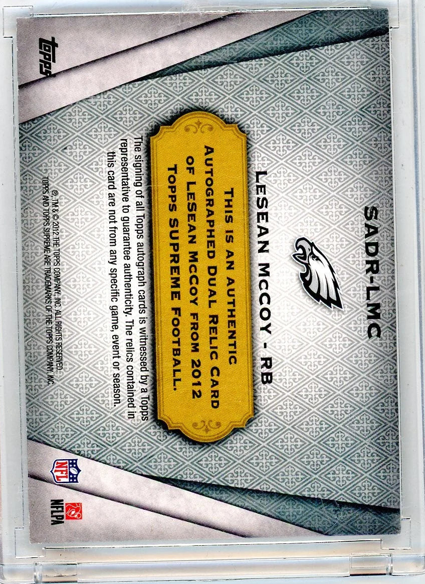 LeSean McCoy 2012 Topps Supreme autograph dual relic #’d 10/15
