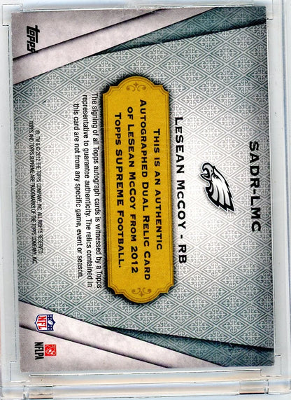 LeSean McCoy 2012 Topps Supreme autograph dual relic #’d 10/15