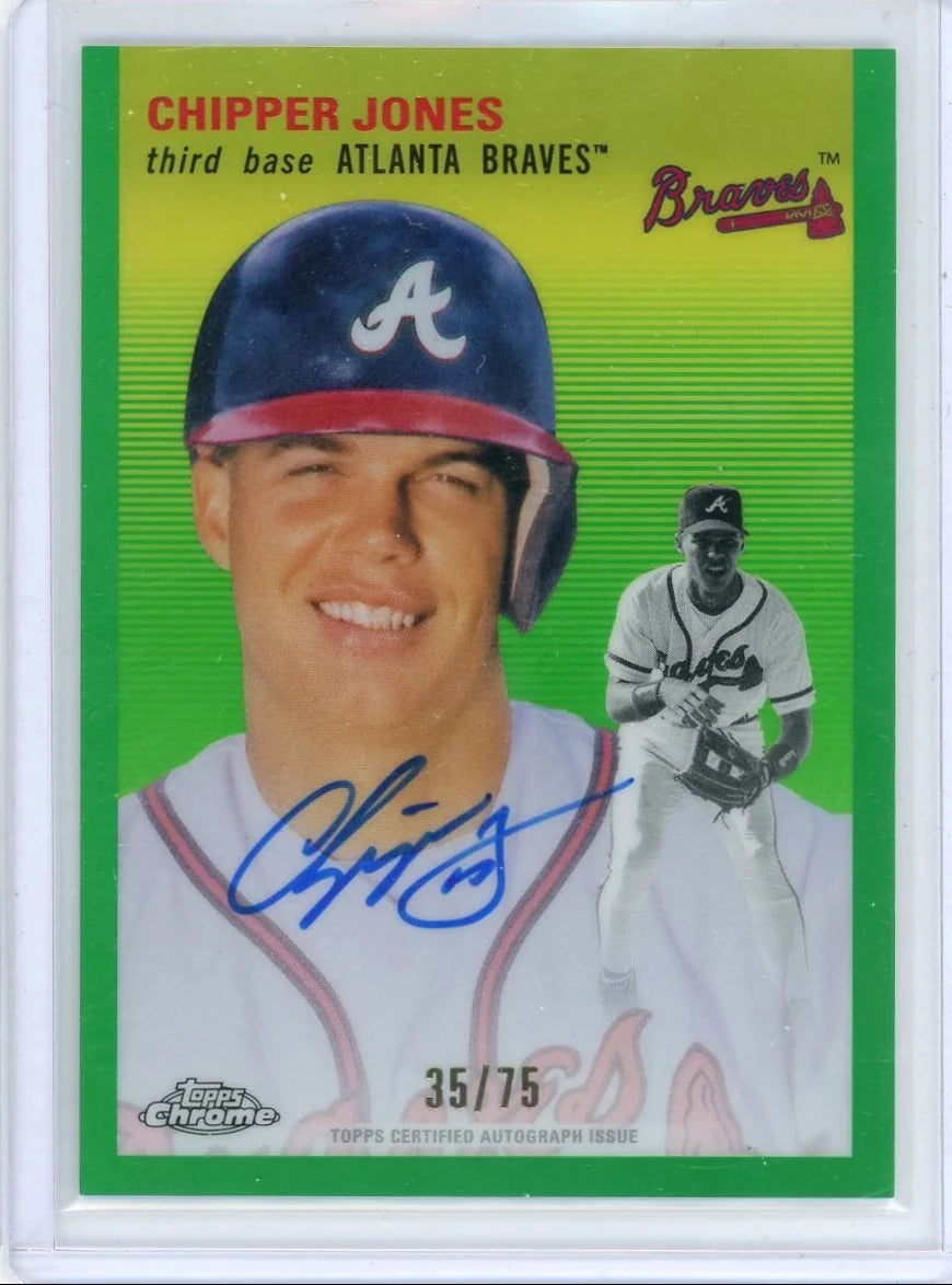 Chipper Jones 2023 Topps Chrome Platinum Green Auto #'d 35/75