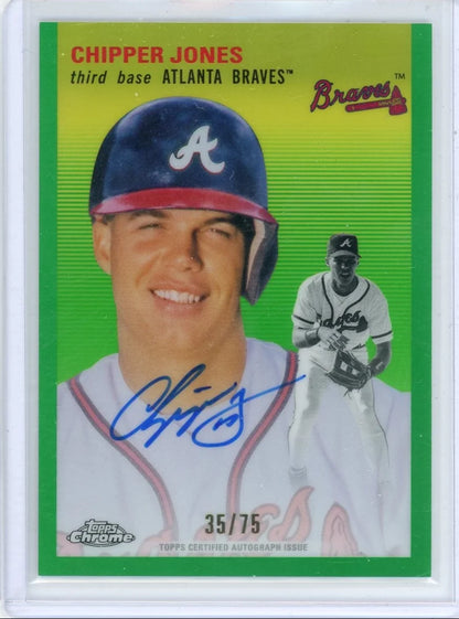 Chipper Jones 2023 Topps Chrome Platinum Green Auto #'d 35/75