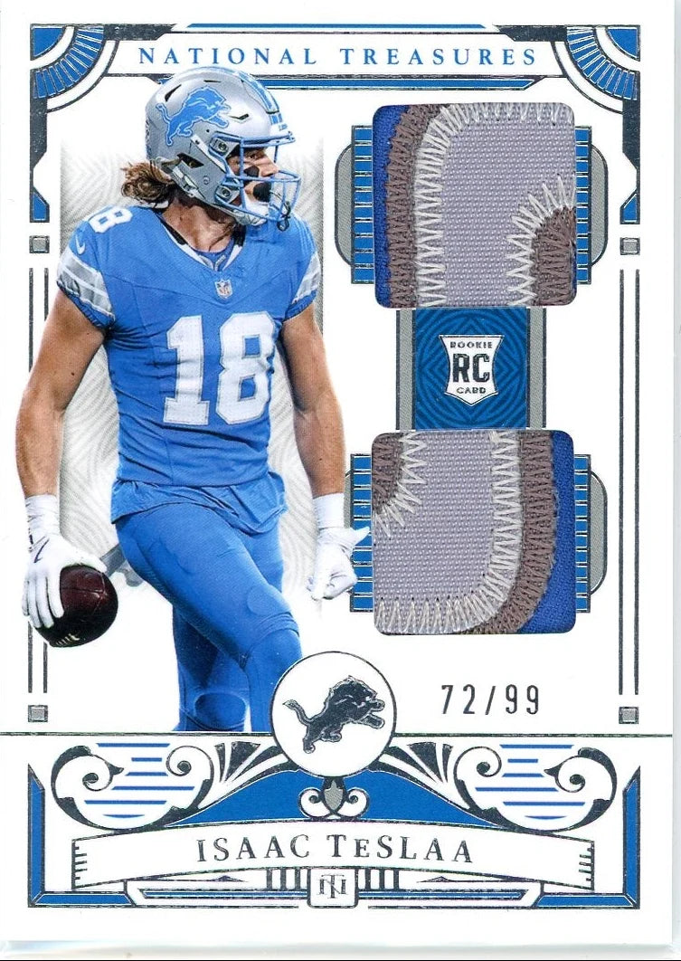 Isaac TeSlaa 2025 Panini National Treasures Dual Patch RC #'d 72/99