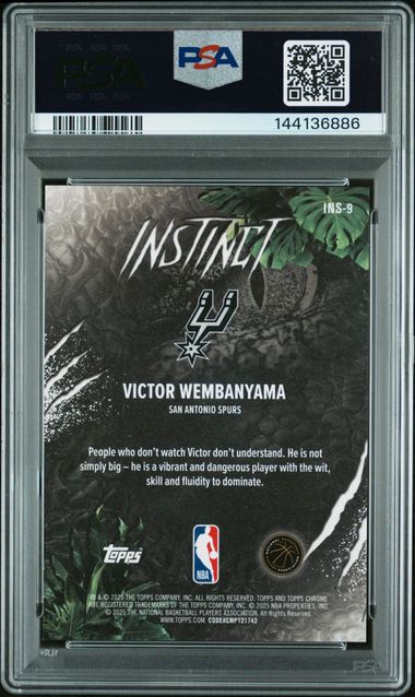 Victor Wembanyama 2025 Topps Chrome Instinct Red Geometric #'d 4/5 PSA 7