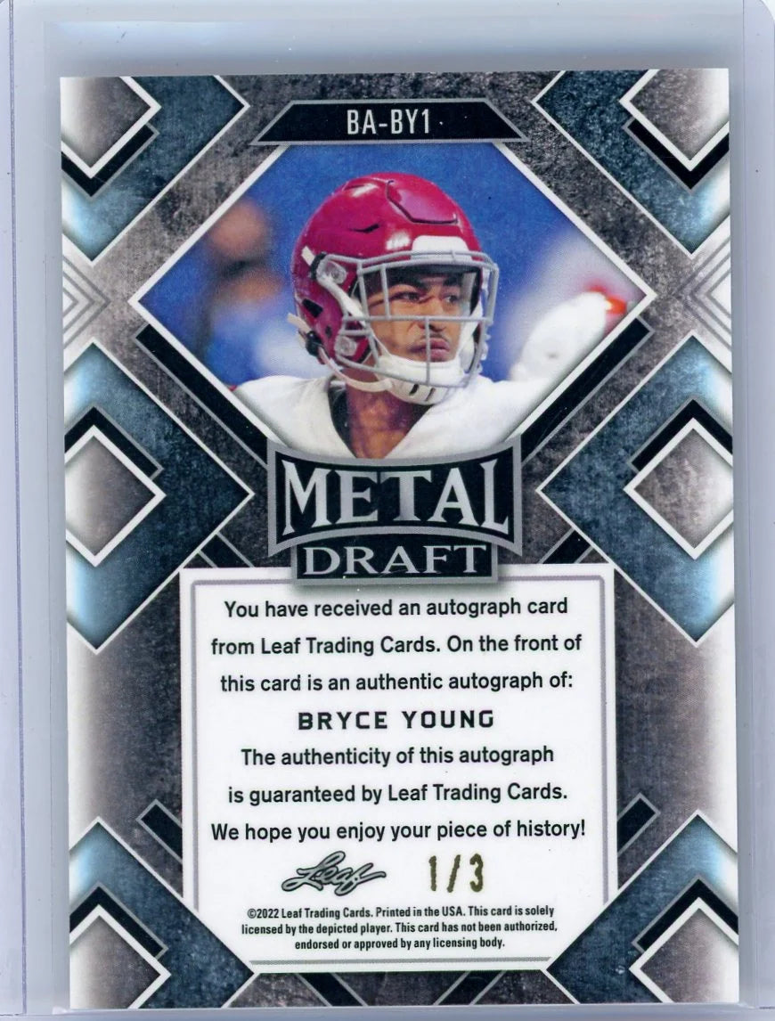 Bryce Young 2022 Leaf Metal Draft Auto Crystal Red #'d 1/3
