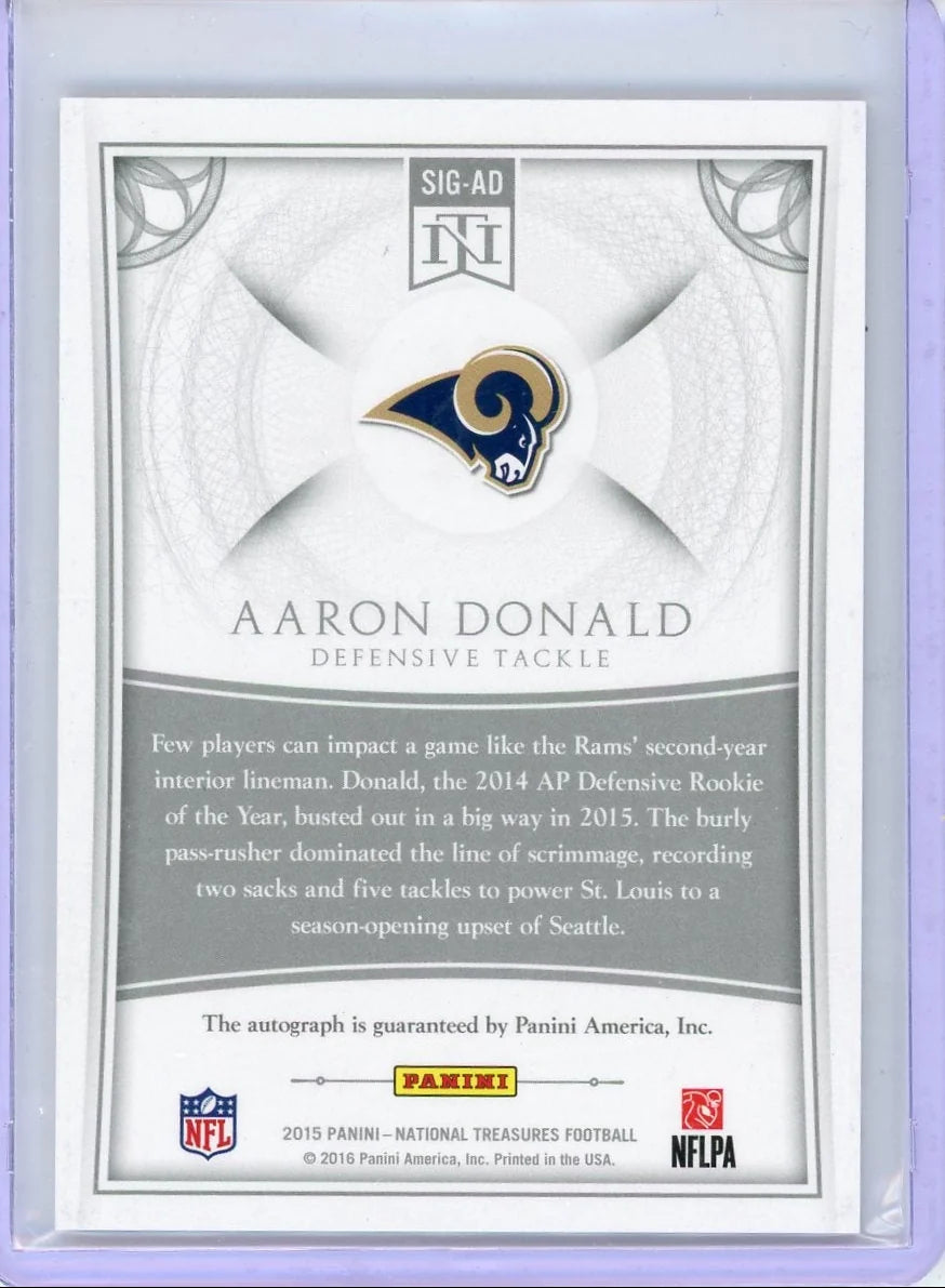 Aaron Donald 2015 Panini National Treasures Football Signatures #'d 61/99