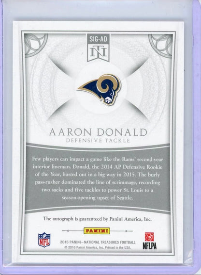 Aaron Donald 2015 Panini National Treasures Football Signatures #'d 61/99