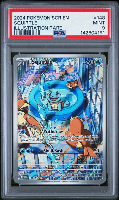Squirtle Pokemon Stellar Crown Illustration Rare 148/142 PSA 9