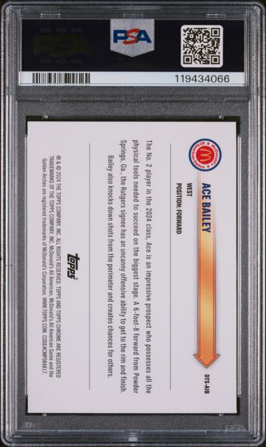 Ace Bailey 2024 Topps McDonald's Drive Thru Service PSA 10