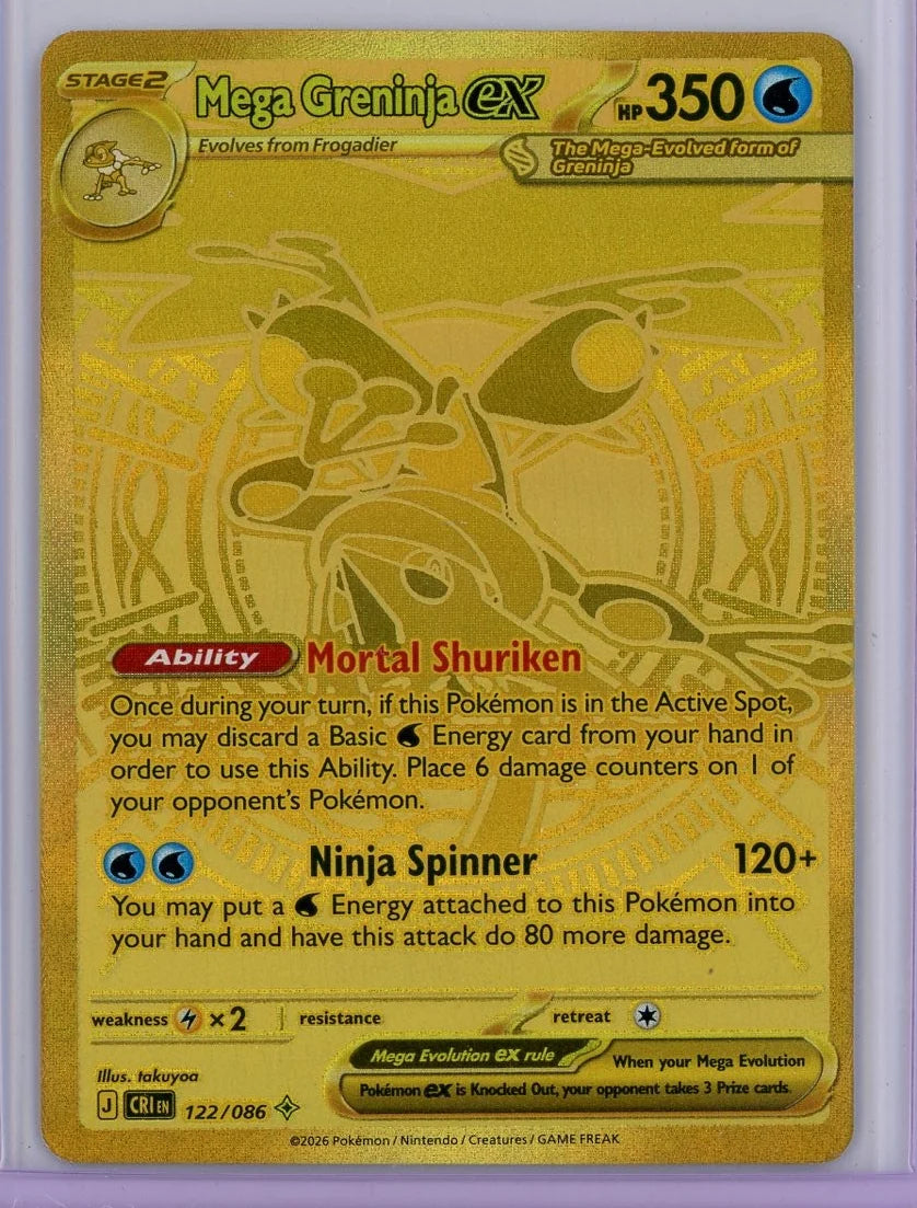 Mega Greninja ex Pokémon Chaos Rising Gold Mega Hyper Rare #122/086