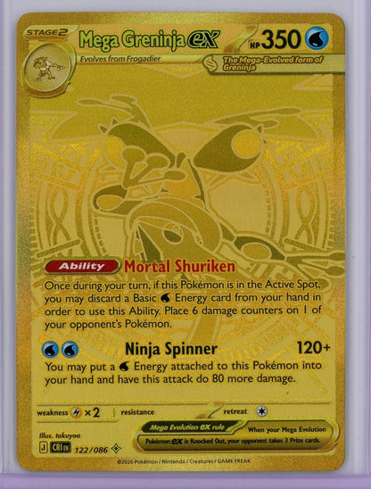 Mega Greninja ex Pokémon Chaos Rising Gold Mega Hyper Rare #122/086