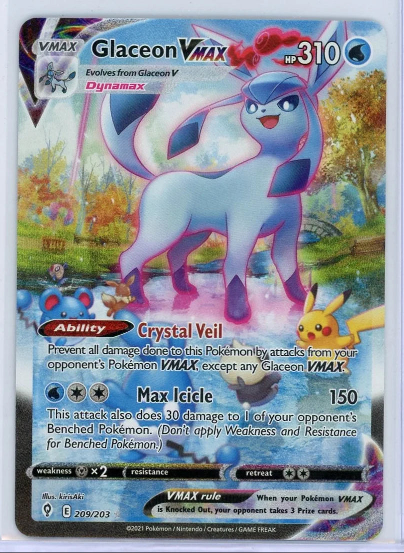 Glaceon Vmax Pokémon Evolving Skies Secret Rare #209/203