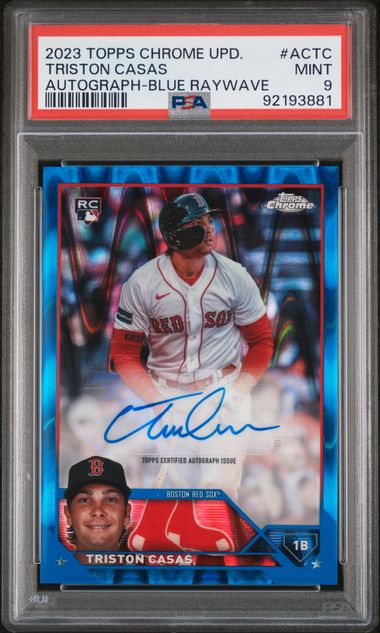 Triston Casas 2023 Topps Chrome Update Blue Raywave Auto RC #'d 144/150 PSA 9