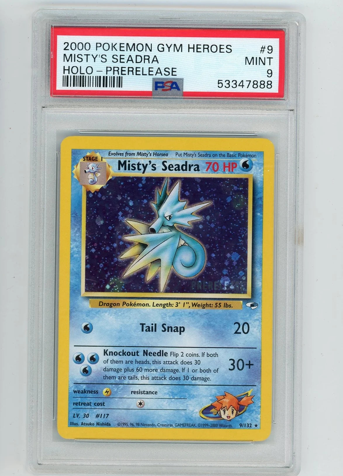 Misty's Seadra Pokemon Gym Hereos Holo Prerelease PSA 9