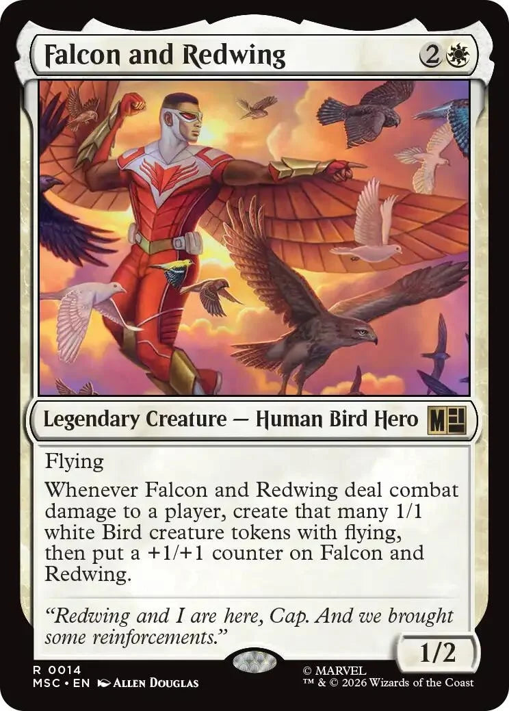Falcon and Redwing (Surge Foil) (14) (Marvel Super Heroes)