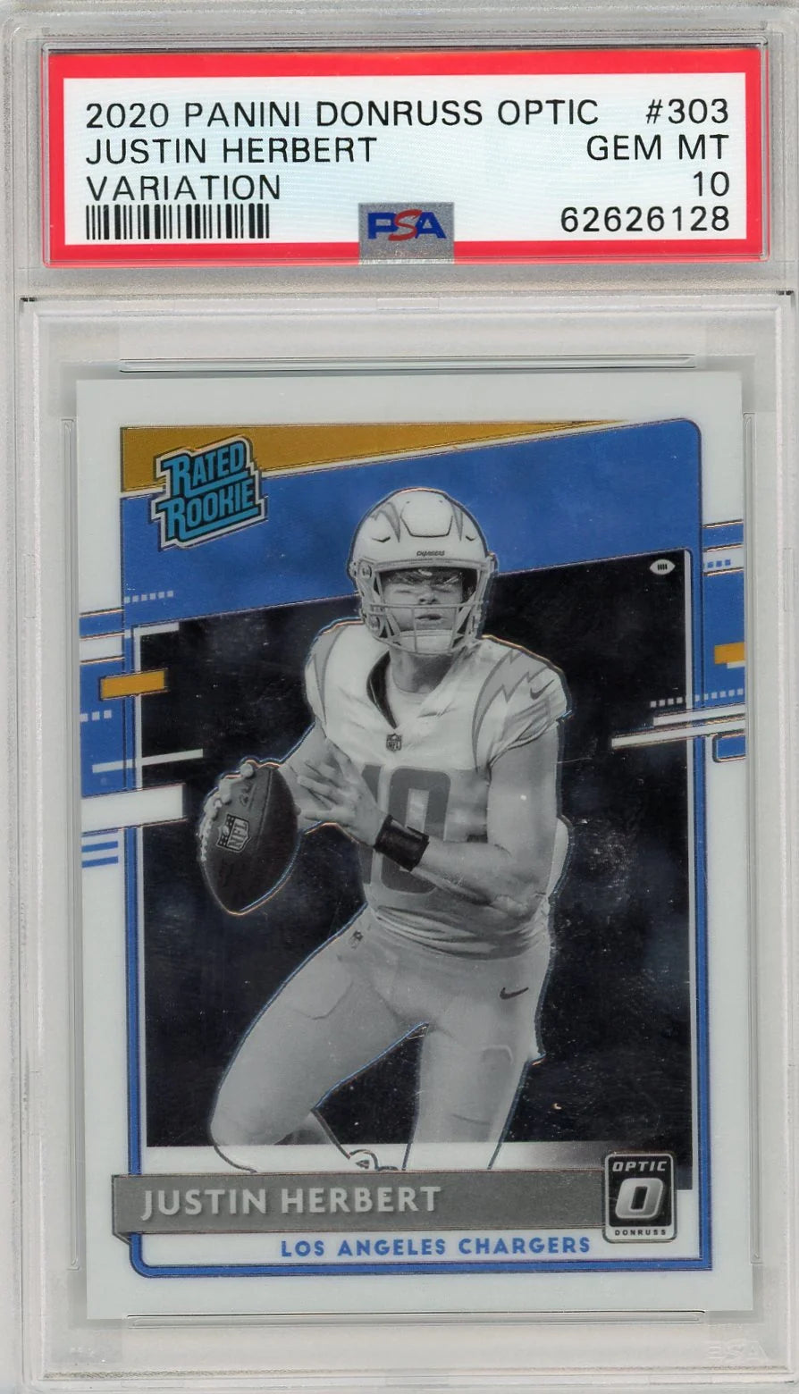Justin Herbert 2020 Panini Donruss Optic Variation PSA 10