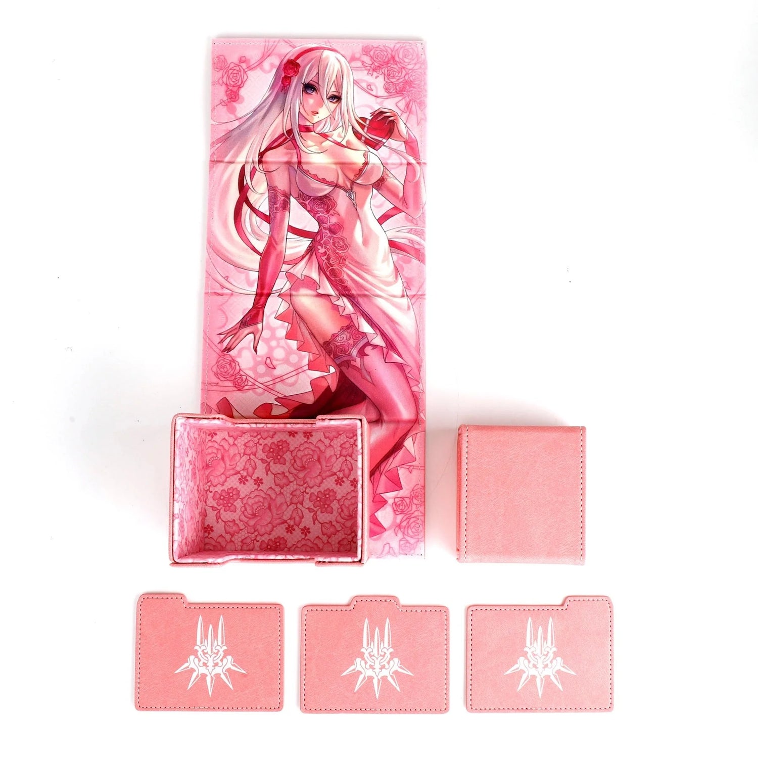 2B MINE Faux Leather Deck Box with Magnetic Dice Tray (YoRHart) (Pink)