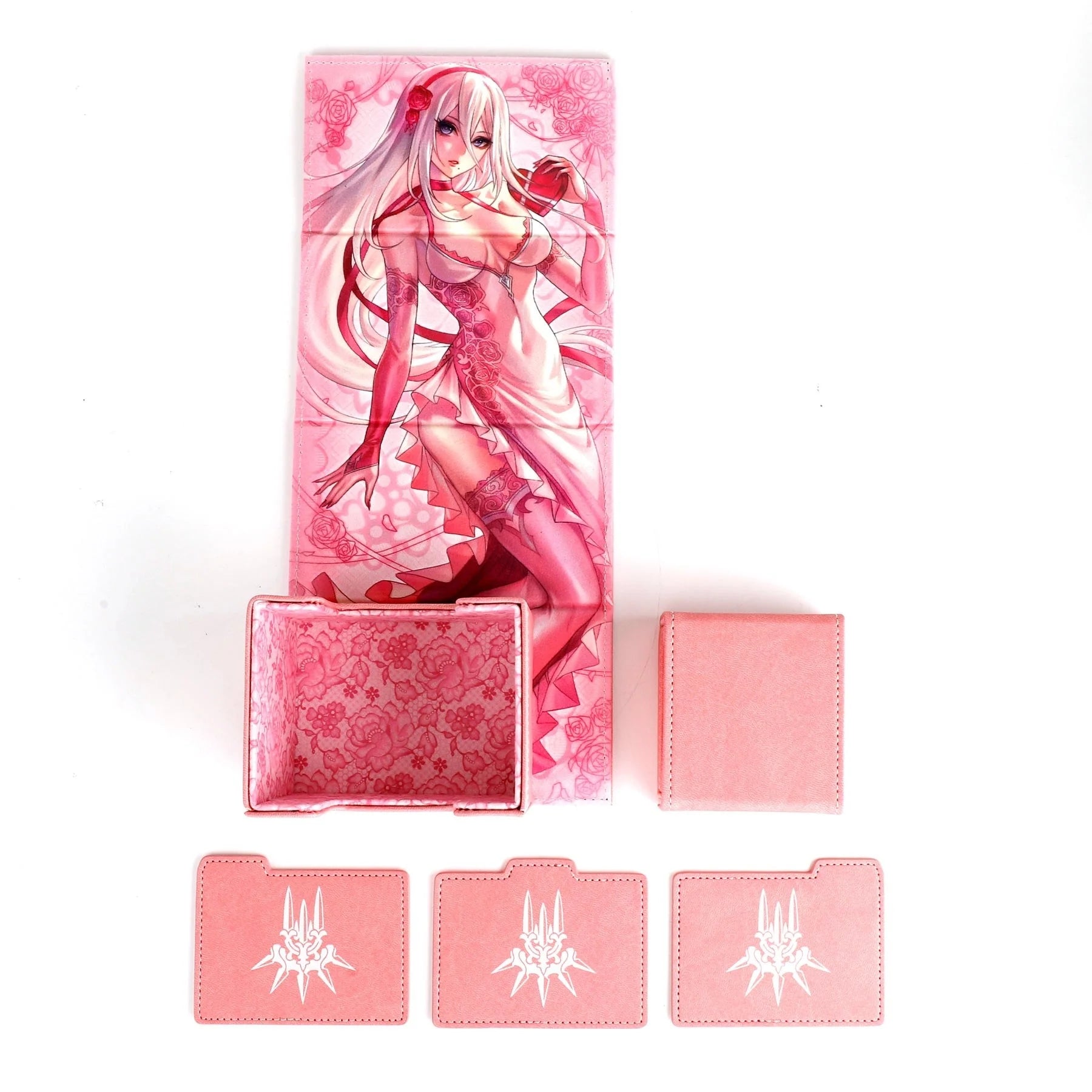 2B MINE Faux Leather Deck Box with Magnetic Dice Tray (YoRHart) (Pink)