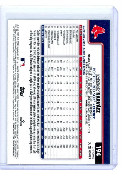 Carlos Narvaez 2025 Topps Chrome Lightboard rookie card