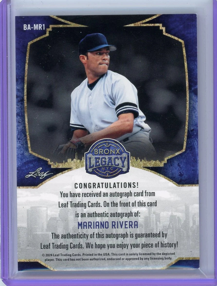 Mariano Rivera 2024 Leaf Bronx Legacy autograph #'d 34/45