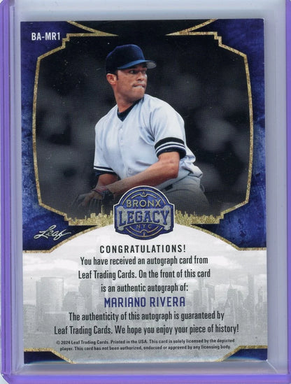 Mariano Rivera 2024 Leaf Bronx Legacy autograph #'d 34/45