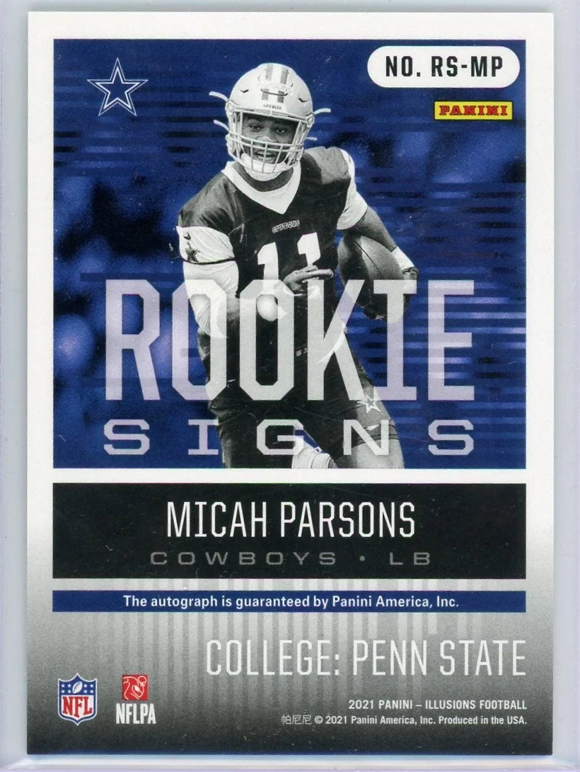 Micah Parsons 2021 Panini Illusions Rookie Signs autograph orange