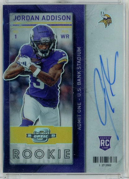 Jordan Addison 2023 Panini Contenders Optic Rookie Autograph #'d 25