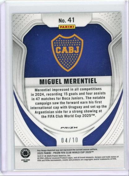 Miguel Merentiel 2025 Panini Prizm gold glitter prizm #'d 04/10