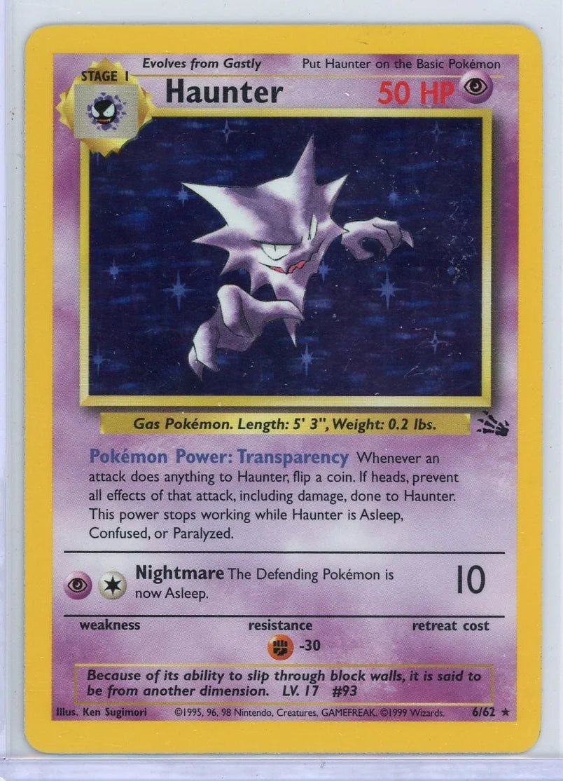 Haunter Pokémon Fossil Unlimited Holo Rare #6/62