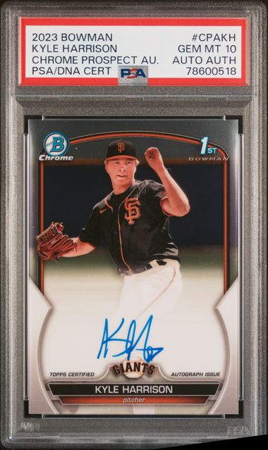 Kyle Harrison 2023 1st Bowman Chrome autograph PSA 10 AUTO Auth